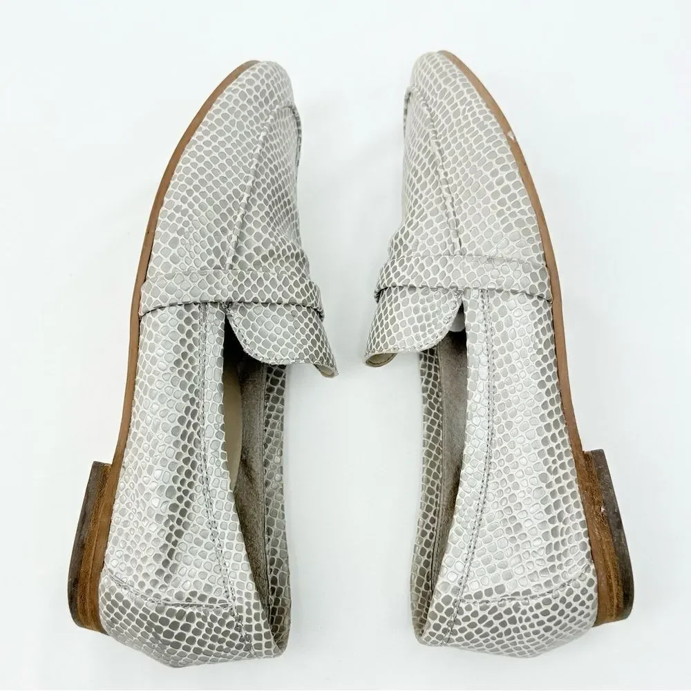 Vionic ZANA Gray Tan Lizard Print Slip On Orthotic Loafer Flats